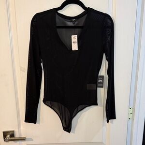 Express Sheer Black Long Sleeve Bodysuit
